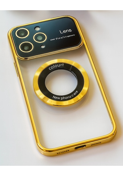 Apple Uyumlu iPhone 14 Pro Max Kılıf Kamera Korumalı Magsafe Colourl Gold