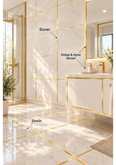 Fayans Arası Şerit Bant Gold Kendinden Yapışkanlı 1 Cm X 50 M