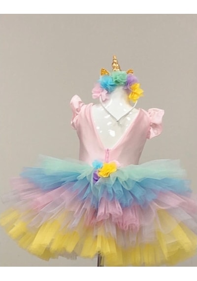 Unicorn Model Kız Çocuk Bebek Abiye Elbise Kostüm (369035771)