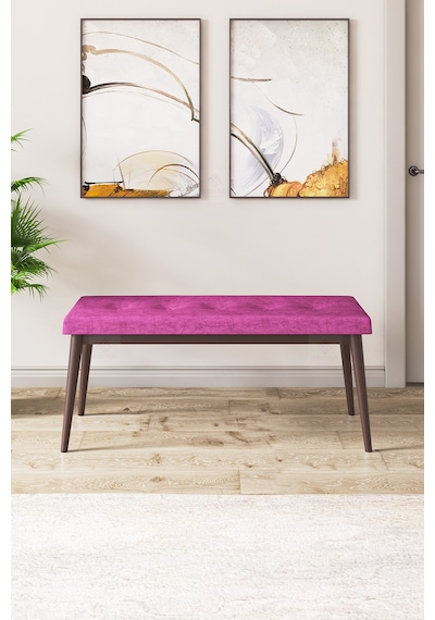 Canisa Concept Zen Serisi 80x132 Mdf Açılabilir Barok Ahşap Desen Masa Takımı 4 Mor Sandalye Ve 1 Bench Barok Masa Sandalye Ve Bench Mor