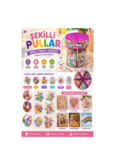Karışık Şekilli Elişi Pulu Standlı 6 Model 90gr 1 Paket Set 2 Parlak Pul Okul Sınıf Etkinlik Resim Dekarasyon Hobi