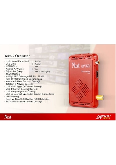 Next Kanky HD Gold + Wifi + Hdmı Kablo + Akıllı Kumanda Uydu Alıcısı