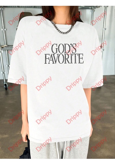 Flood Of Style Unisex God's Favorite Baskılı Tshirt Siyah Beyaz