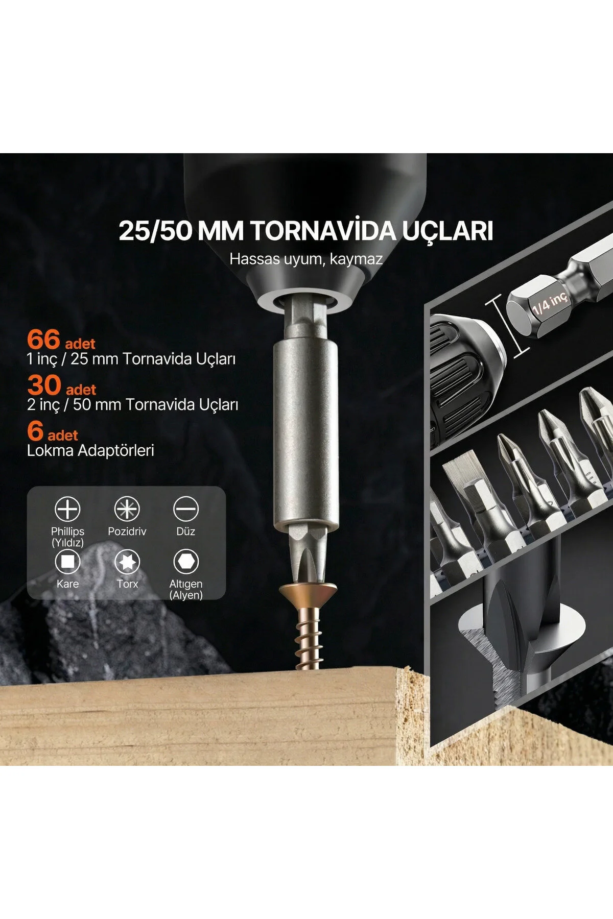 Has-tec 246 Parça Matkap Uç Seti Titanyum Kaplama, Ahşap, Metal Ve Beton Uçları, Somun Ve Tornavida Seti