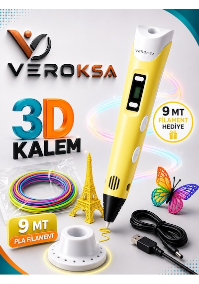 3d Kalem - 3d Yazıcı Kalem 9 Mt Filamentli Sarı