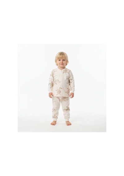 Seabubbles Kaplumbağa Desenli Önü Çıtçıtlı Çocuk Pijama Takım St09418 Bej