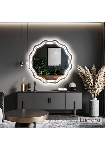 Zavira Beyaz Led'li Lazer Kumlamalı Lavabo & Banyo Aynası Dokunmatik Sensörlü 60 X 60
