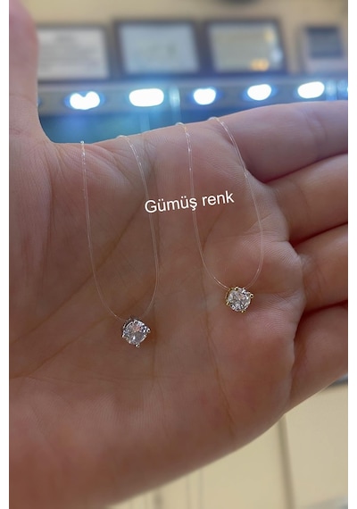 Gümüş 5 Mm Taşlı Hayalet Misina Kolye Hs26552e3 Gümüş
