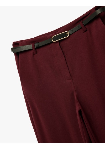 Koton Slim Fit Cepli Viskon Karışımlı Kemer Detaylı İspanyol Paça Pantolon Bordo 6wak40203uw Bordo Koton Slim Fit Cepli Viskon Karışımlı Kemer Detaylı İspanyol Paça Pantolon Bordo 6wak40203uw Bordo