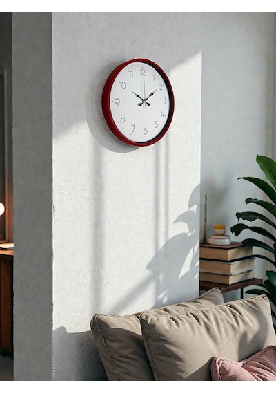 36 Cm Standart Kırmızı Duvar Saati Çok Renkli