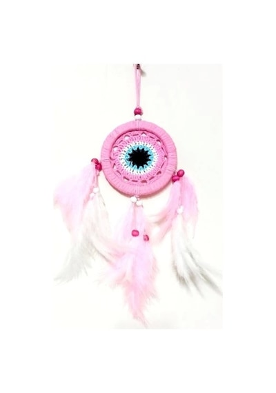 Pembe Dream Catcher Pembe Ve Beyaz Kuş Tüylü Düş Kapanı El Yapımı Duvar Süsü