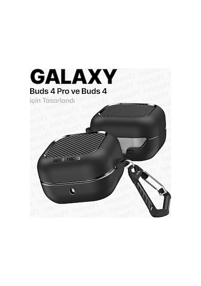 Samsung Galaxy Buds 4 Pro Ve Buds 4 İle Uyumlu Mat Karbon Fiber Dokulu Darbelere Dayanıklı Prem