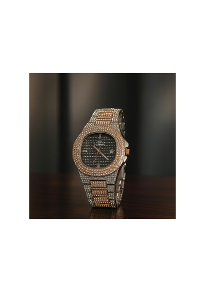 Lüks Metal Taşlı Kordon Takvimli Unisex Kol Saati Rose/gümüşiçisiyah - 650058546 Gümüş