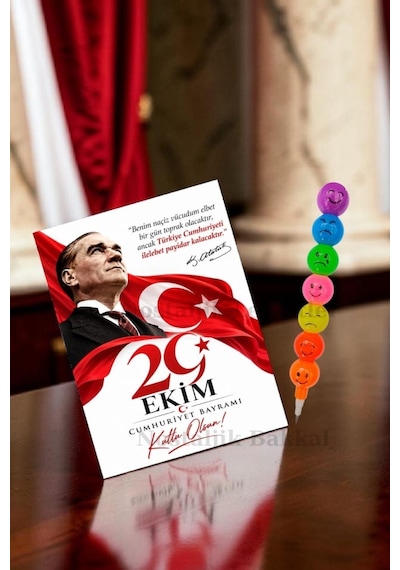 20 Adet Yumurtlayan Kurşun Kalem 29 Ekim Cumhuriyet Bayramı Tebrik Kartı Hediye Seti