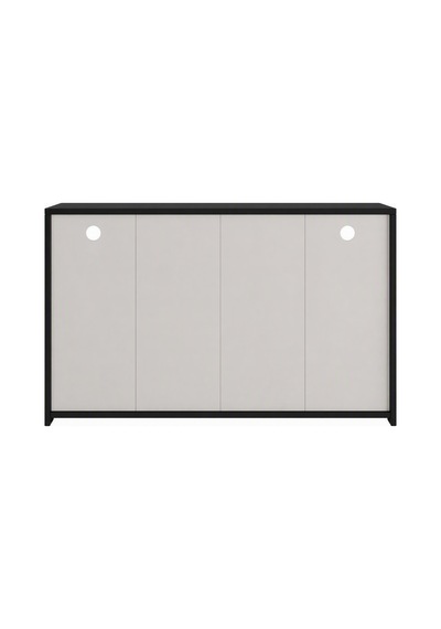 İnarch Dizayn Batı Led Işıklı Konsol Modern 4 Kapaklı Tv Konsolu - Tv Ünitesi Siyah