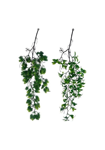 Yapay Çiçek Sarkan Doğal Dallı 2li Set Mix Kozalak Çiçeği Ve Fejka 70cm Yapay Sarmaşık Yeşil