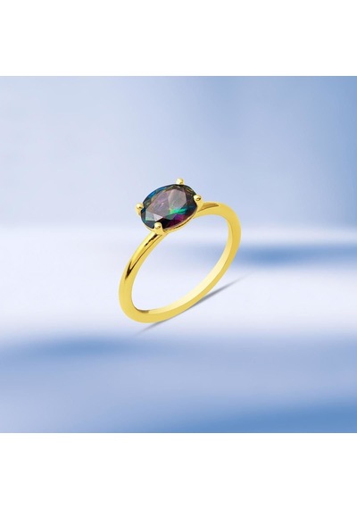 Bilezikci 14 Ayar Mistik Topaz Taşlı Altın Yüzük Yzsky14k28978