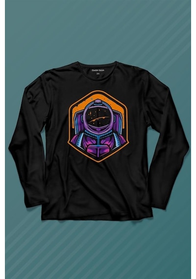 Solana Sol Astronot Cyrpto Coin Logo Uzun Kollu Tişört Baskılı Çocuk T-shirt 001
