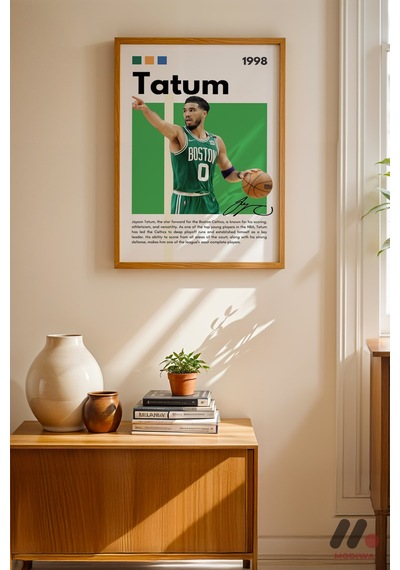 Tatum Basketbol Posteri, Ahşap Çerçeveli Duvar Tablosu - Spor Severlere Hediye