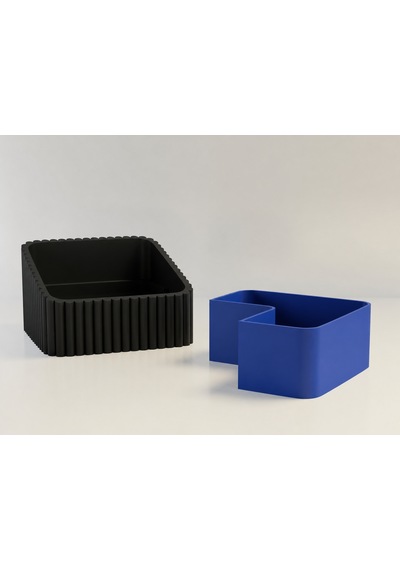 3d Baskı Fıstık Kasesi - Çift Hazneli Kabuk Ayırıcı Sunum Kasesi - Siyah Mavi Diğer