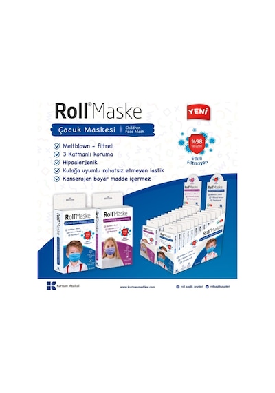 Roll Erkek Çocuk Maskesi 10 Adetlik 12 Kutu
