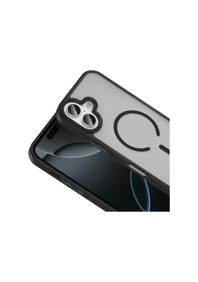 Vendas Apple Uyumlu iPhone 17 Kılıf M-safe Şarj Özellikli Mat Arka Yüzey Zore Sio Kapak + Hayalet Ekran Koruyucu Siyah