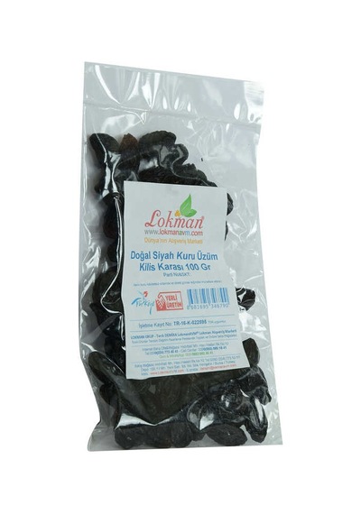 Kilis Karası Siyah Kuru Üzüm 100 Gr Paket 200 G