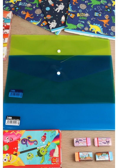 X Dekomus Rainbow Sort Collection 70 Parça Full Boyama Seti İle 3 Adet A4 Defter, Çıtçıt Dosya Altın