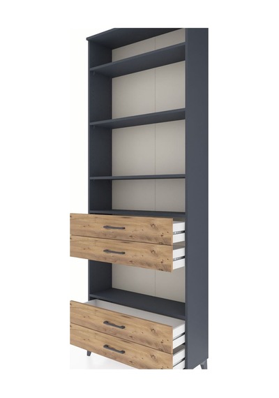 Arges Dolap 5 Raflı 4 Çekmeceli 88x30x243 Antrasit-çam Antrasit