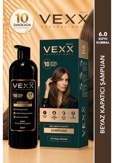Vexx Professional Beyaz Kapatıcı Pratik Boya Şampuan Koyu Kumral 6.0 Amonyaksız Formül 300 Ml.