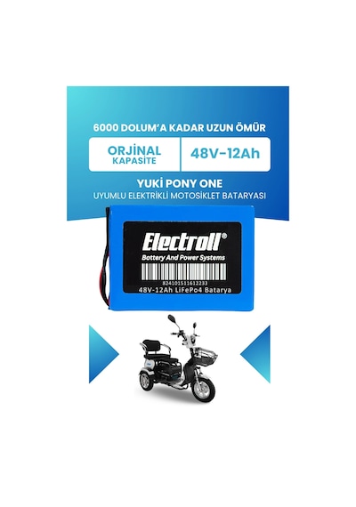 Yuki Pony One Batarya Standart Kapasite Lifepo4 48v 12ah Elektrikli Motorsiklet Bataryası