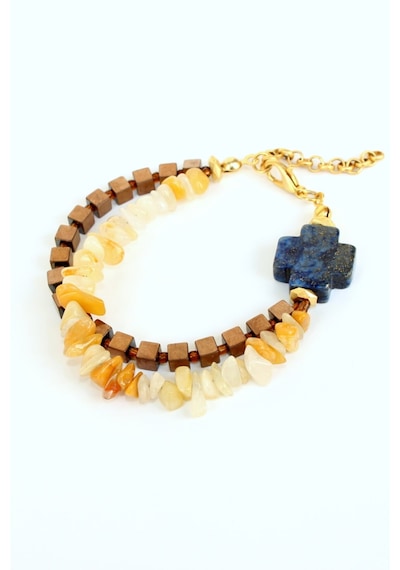 Sertifikalı Akik, Lapis Lazuli Ve Hematit Doğal Taşlı Altın Kaplama Kadın Bileklik Sarı - Bronz - Lacivert Sertifikalı Akik, Lapis Lazuli Ve Hematit Doğal Taşlı Altın Kaplama Kadın Bileklik Sarı - Bronz - Lacivert