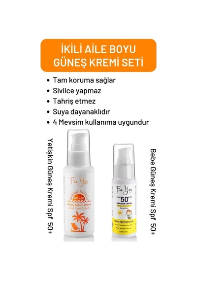 Güneş Aile Set Orijinal Boy Yetişkin Ve Çocuk Güneş Kremi Koruyucu Bakım Seti +50 Spf 2ürün