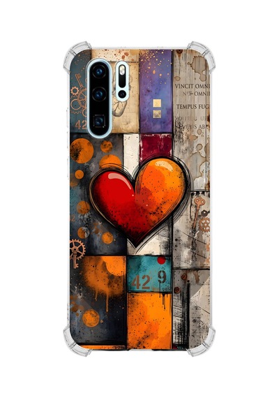 Printify Huawei P30 Pro İle Uyumlu Düşlerin Dansı Serisi Zamanın Kalbi Tasarımlı Uv Baskılı Köşe Korumalı Antişok Kılıf Şeffaf