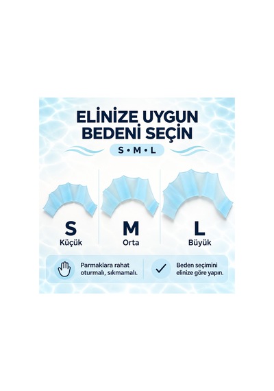 Silikon Yüzme El Paleti Parmak Arası Perdeli Su Egzersizi Eldiveni Mavi-l Mavi-l