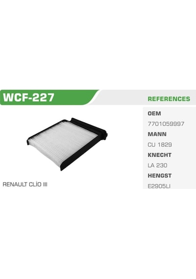 WINKEL WCF-227 Polen Filtresi CLIO III Modus Twingo / Logan Sandero Duster / Micra K12 03- Note 07-