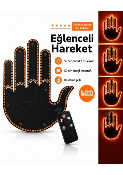 Uzaktan Kumandalı El Orta Parmak Led Araba İçin Led Işık
