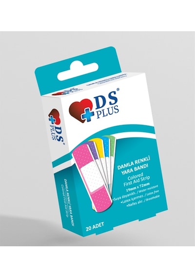DS PLUS RENKLİ YARA BANDI 20 ADET 1 PAKET