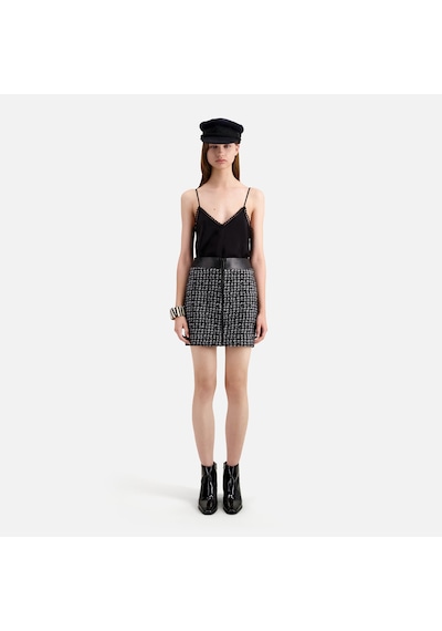 The Kooples Kadın Ekose Siyah Yün Karışımlı Etek