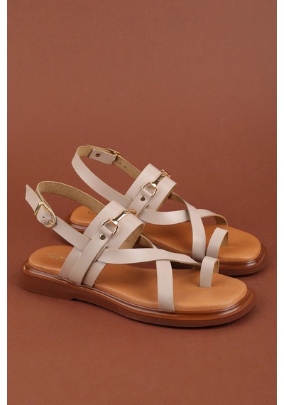 Gondol Hakiki Deri Vaketa Parmak Arası Sandalet Crm.501 Vizon Gondol Hakiki Deri Vaketa Parmak Arası Sandalet Crm.501 Vizon
