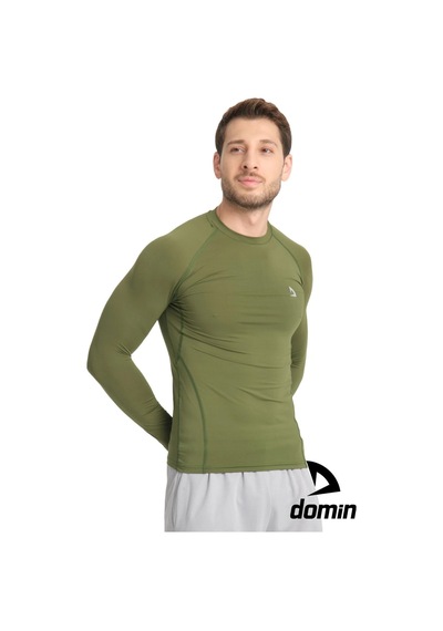 Hnc Sport Erkek Uzun Kol Yeşil Olive Fit Toparlayıcı Compression Spor Body Tshirt