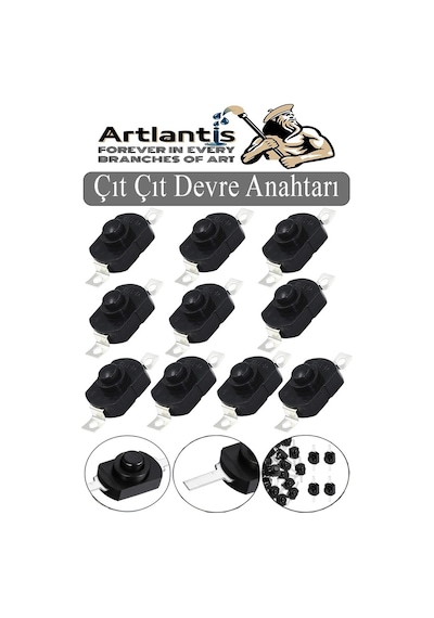 Mini Anahtar Arapuar Çıtçıt Anahtar 10 Adet Siyah Elektrik Devresi İçin Açma Kapama Düğmesi Deney On / Off Siyah Anahtar
