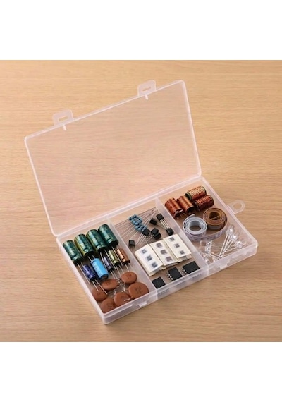 3 Bölmeli Şeffaf Plastik Organizer Kutu 17.5x11x2cm Elektronik Komponent Vida Kondansatör Direnç Sak