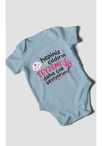 Morivokids Teyzeye Özel Kısa Kollu Bebek Body %100 Pamuk Zbn198-kk Bebe Mavisi