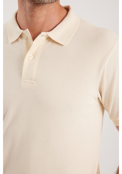 Tudors Erkek Slim Fit Dar Kesim Pamuklu Yumuşak Dokulu Serin Tutan Kumaş Düz Pike Polo Yaka Tişört-34952 Sarı