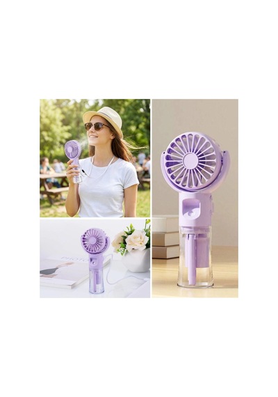 4 Kademeli Spreyli Şarjlı El Fanı Boyuna Asılabilir Usb Şarjlı Taşınabilir Mini Fan F4 5671