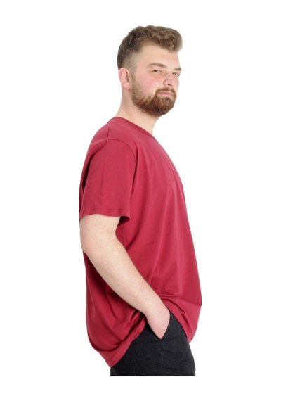 Mode Xl Büyük Beden T-Shirt V Yaka Likralı 20150 Bordo 001