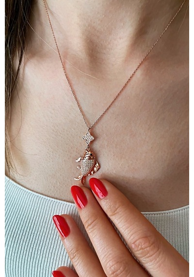 925 Ayar Gümüş Rose Balık Kolye - 23177701 Rose Gold