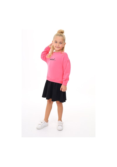 Toontoy Kız Çocuk Baskılı Relax Fit Bisiklet Yaka Uzun Kollu Elbise - Renk Bloklu - Tk24346 Fuşya Toontoy Kız Çocuk Baskılı Relax Fit Bisiklet Yaka Uzun Kollu Elbise - Renk Bloklu - Tk24346 Fuşya