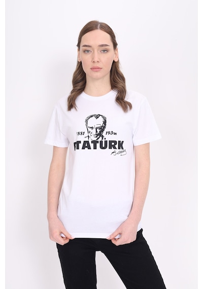 Toontoy Unisex Atatürk Baskılı Tişört Beyaz